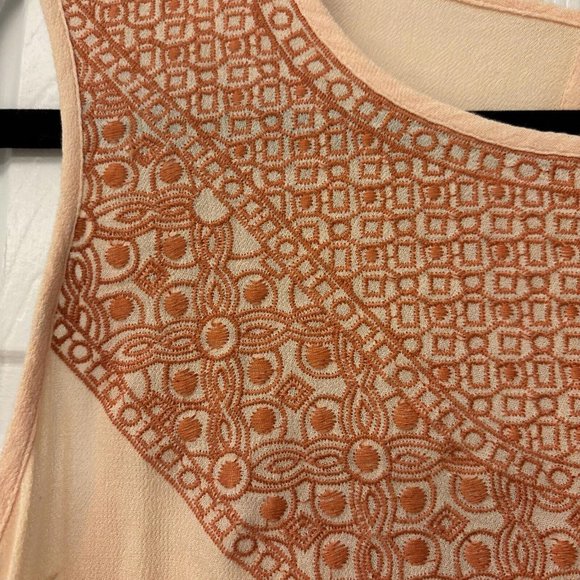 One Clothing Peach Embroidered Tank. Size Small. Boho. Peasant Casual Beach - Picture 3 of 6